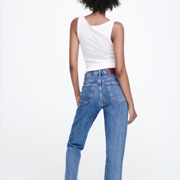ZARA NWT JEANS FOR LADIES SIZE 2 THE 90’s MOM FIT in the color EVER AFTER BLUE - Picture 2 of 11